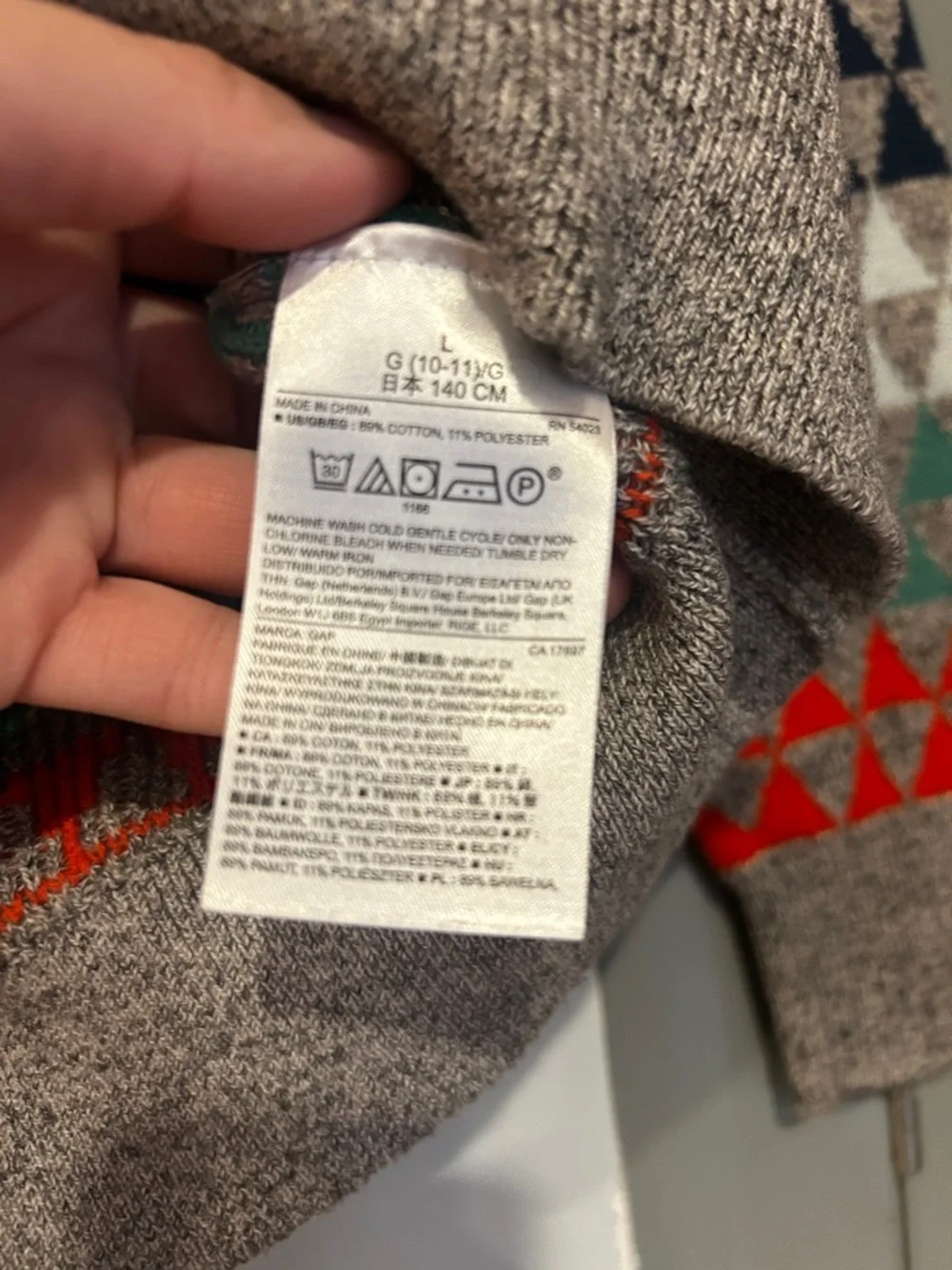 GAP Kids Multicolor Geometric Triangle Crewneck Sweater